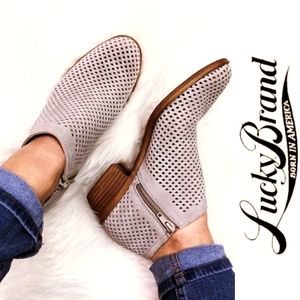 Stylish Lucky Brand Perforated Suede Booties